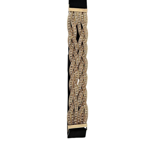 Vtg Le Château Gold Rhinestone Snake Chain Belt Elastic | Taylor Swift Glam 1 Sz - Picture 10 of 11